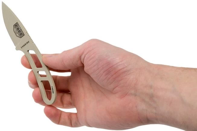 ESEE Candiru Desert Tan CAN-DT Neck Knife With Black Sheath + Belt Clip 5 ESEE Candiru Desert Tan CAN-DT Neck Knife With Black Sheath + Belt Clip - Image 5