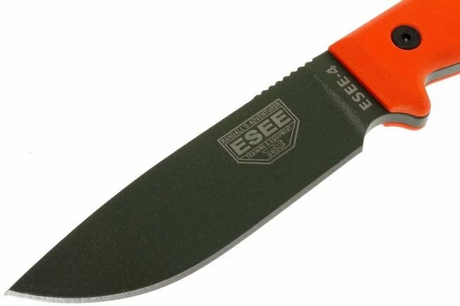 ESEE Model 4 OD Blade, Orange Handle 4P-KO-OD Survival Knife Without Sheath 2 ESEE Model 4 OD Blade, Orange Handle 4P-KO-OD Survival Knife Without Sheath - Image 2