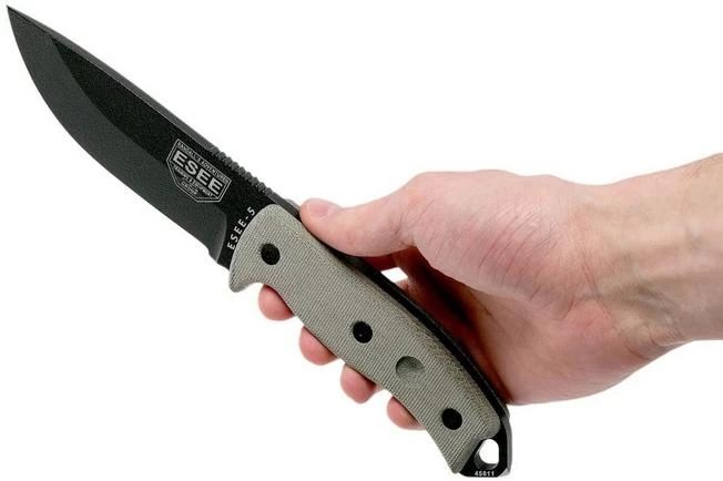 ESEE Model 5 Black Blade, Desert Tan Handle 5P-BK With Kydex Sheath + Belt Clip 6 ESEE Model 5 Black Blade, Desert Tan Handle 5P-BK With Kydex Sheath + Belt Clip - Image 6