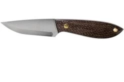 Brisa Bobtail 80 Bison Micarta Handle, 12C27 Scandi, Leather Sheath 9955