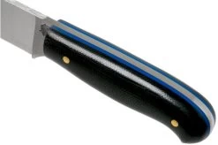 LT Wright Patriot, A2, Polished Black Micarta, Blue Liners, Leather Sheath, Outdoor Knife -Knife Shop LT PAT BM BL POL LS 05 lt wright