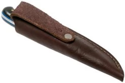 LT Wright Patriot, A2, Polished Black Micarta, Blue Liners, Leather Sheath, Outdoor Knife -Knife Shop LT PAT BM BL POL LS 07 lt wright