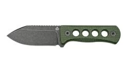 QSP Knife Canary QS141-C2 Blackwashed, Black Green G10, Neck Knife